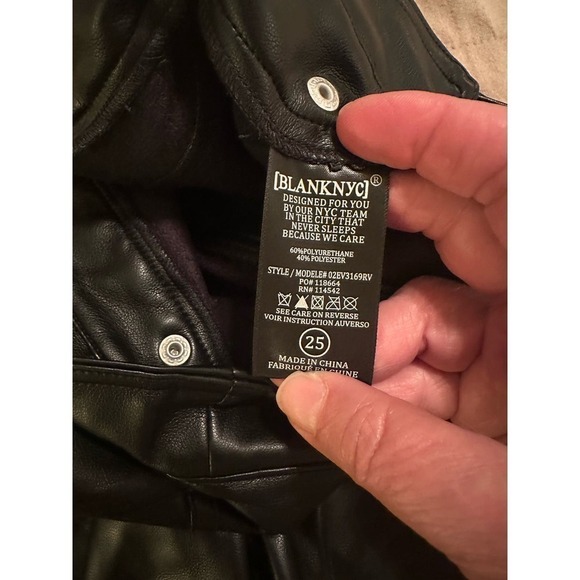 Blank NYC Women's High Waisted Leather Suspicious Mind Pants Size 25 Black NWT - Picture 12 of 12